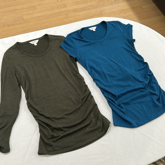 Market&Spruce Maternity Forest Green long sleeve & Blue short sleeve Top Size M - Picture 11 of 11